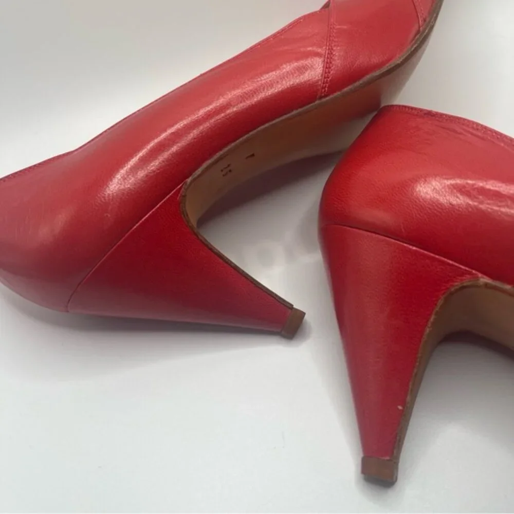 MAUD FRIZON Heels Women’s‎ Size 37 EU Red Leather Vintage Rounded Toe 3